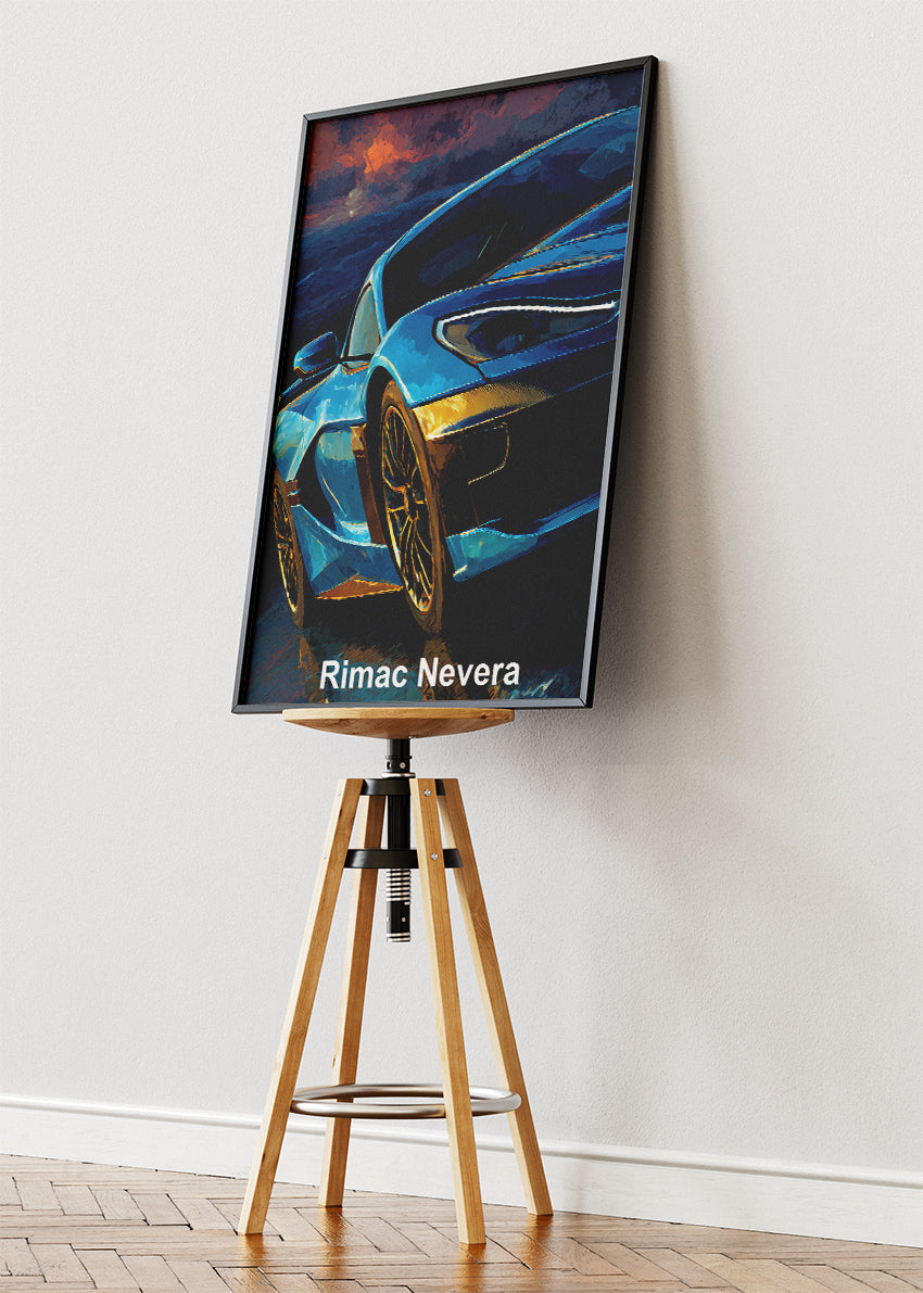 Rimac Nevera Sunset Edition Canvas Print & Poster – Electric Hypercar Wall Art – AI PRINT LAB
