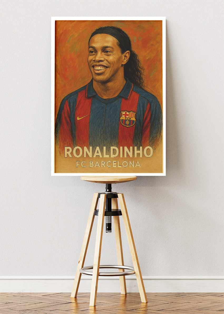 Ronaldinho FC Barcelona Football Wall Art | Iconic Playmaker Poster & Canvas