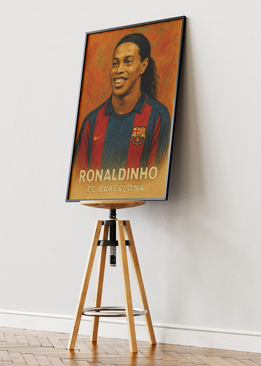 Ronaldinho FC Barcelona Football Wall Art | Iconic Playmaker Poster & Canvas
