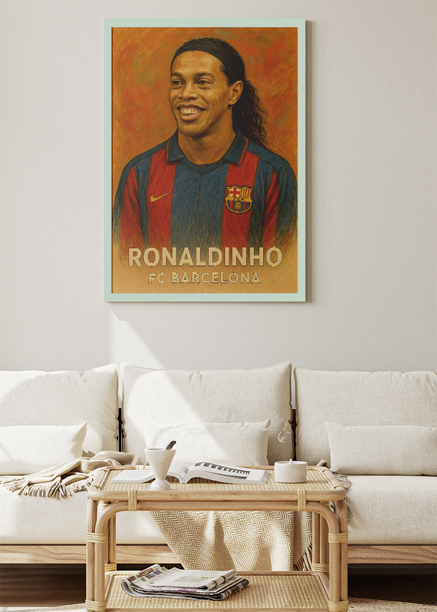 Ronaldinho FC Barcelona Football Wall Art | Iconic Playmaker Poster & Canvas
