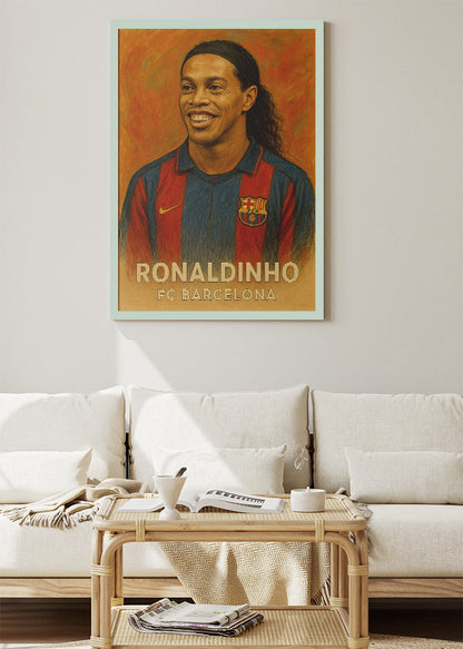 Ronaldinho FC Barcelona Football Wall Art | Iconic Playmaker Poster & Canvas