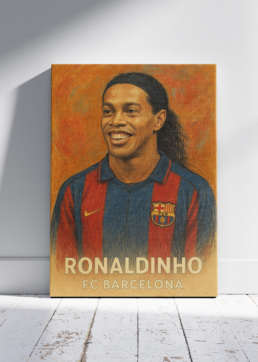 Ronaldinho FC Barcelona Football Wall Art | Iconic Playmaker Poster & Canvas