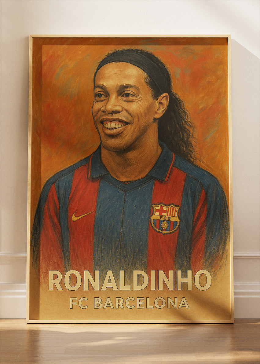 Ronaldinho FC Barcelona Football Wall Art | Iconic Playmaker Poster & Canvas