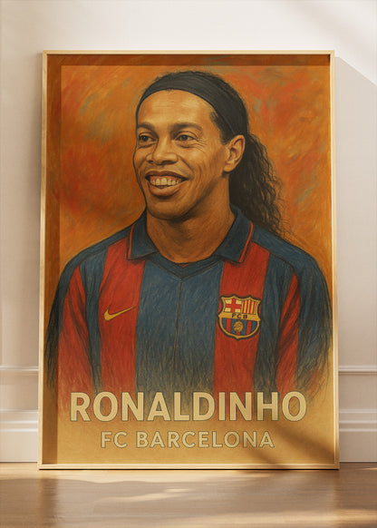 Ronaldinho FC Barcelona Football Wall Art | Iconic Playmaker Poster & Canvas