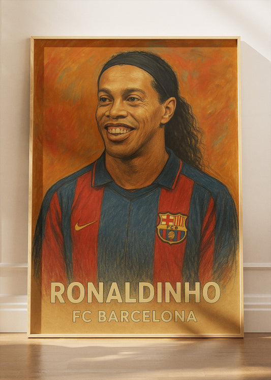 Ronaldinho FC Barcelona Football Wall Art | Iconic Playmaker Poster & Canvas