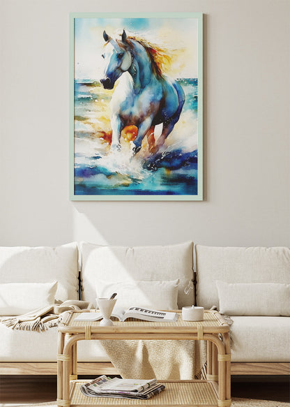 Running Horse Wall Art Print & Canvas – Majestic Watercolor Horse Artwork