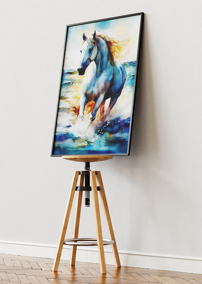 Running Horse Wall Art Print & Canvas – Majestic Watercolor Horse Artwork