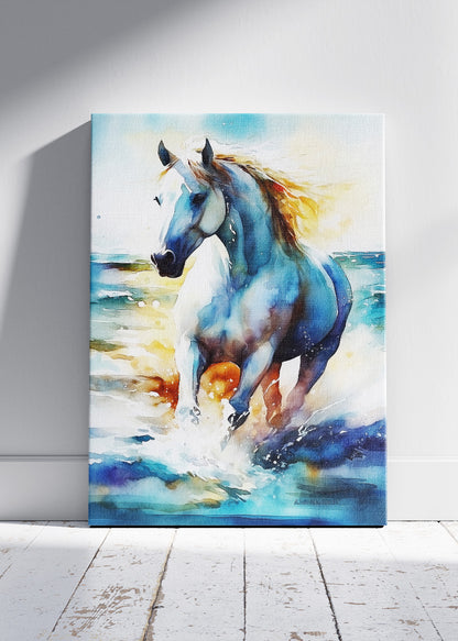 Running Horse Wall Art Print & Canvas – Majestic Watercolor Horse Artwork