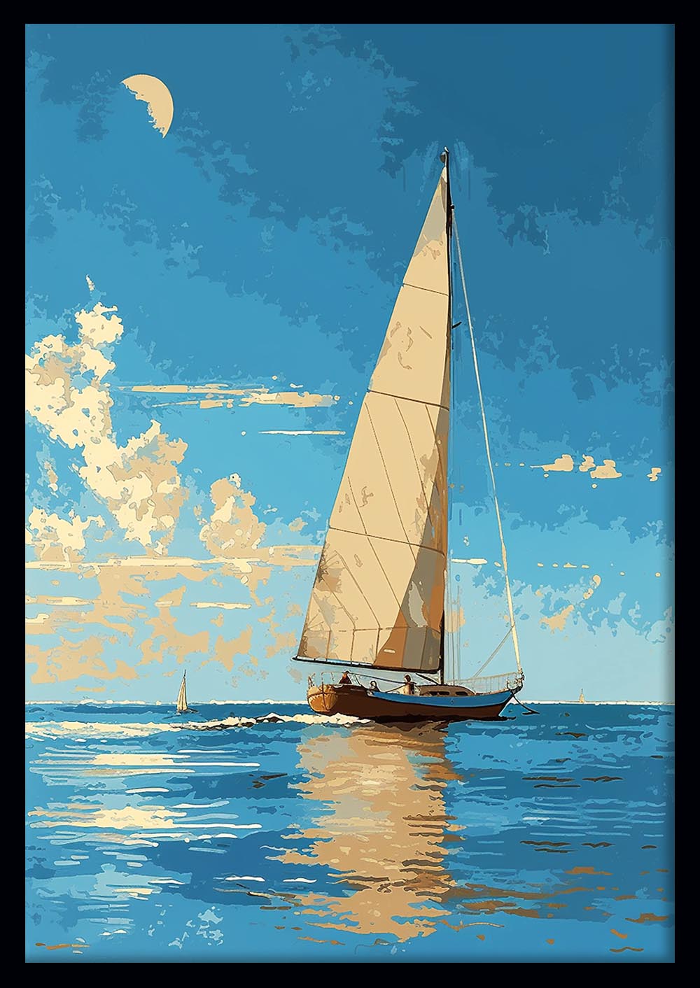 Sailing Under a Blue Sky – Nautical Ocean Canvas Wall Art & Poster Print – T1182 – AiPrintLab