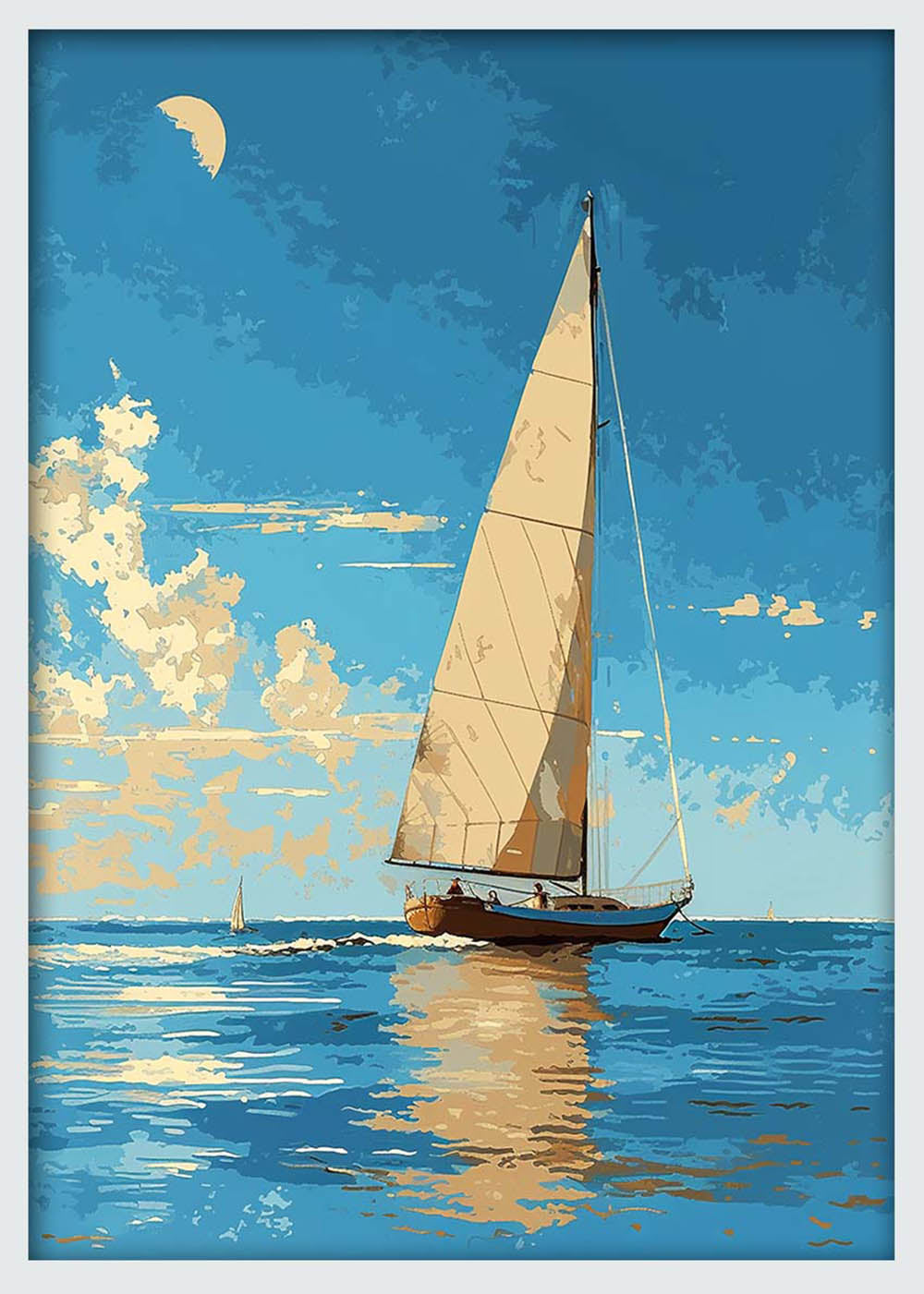 Sailing Under a Blue Sky – Nautical Ocean Canvas Wall Art & Poster Print – T1182 – AiPrintLab