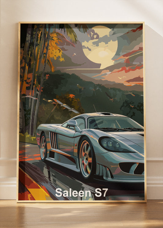 Saleen S7 Moonlit Jungle Canvas Print & Poster – Exotic Supercar Nature Night Wall Art – AI PRINT LAB