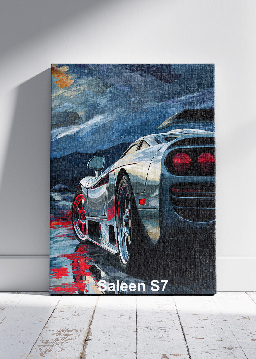 Saleen S7 Storm Reflection Canvas Print & Poster – Exotic Supercar Night Wall Art – AI PRINT LAB