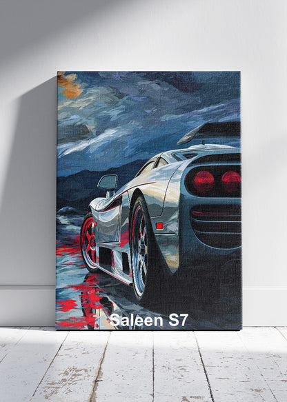 Saleen S7 Storm Reflection Canvas Print & Poster – Exotic Supercar Night Wall Art – AI PRINT LAB
