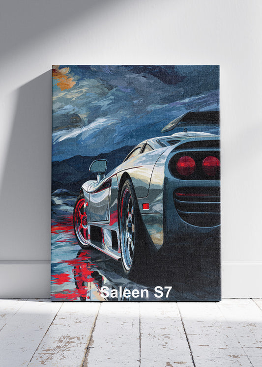Saleen S7 Storm Reflection Canvas Print & Poster – Exotic Supercar Night Wall Art – AI PRINT LAB