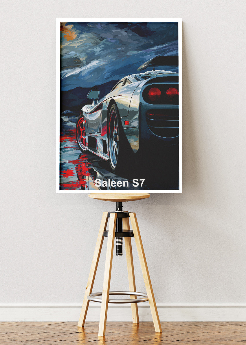 Saleen S7 Storm Reflection Canvas Print & Poster – Exotic Supercar Night Wall Art – AI PRINT LAB