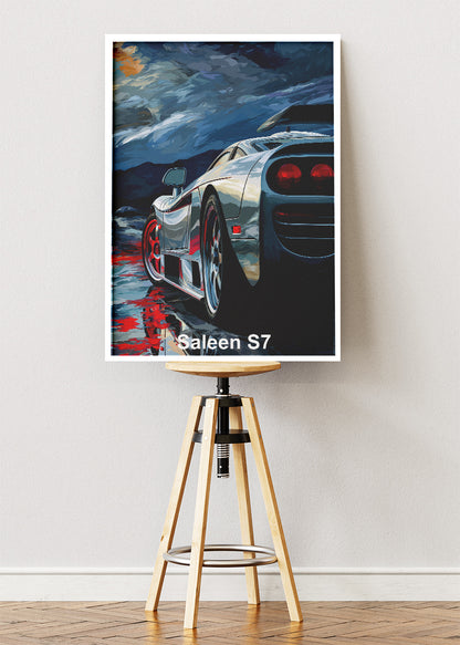 Saleen S7 Storm Reflection Canvas Print & Poster – Exotic Supercar Night Wall Art – AI PRINT LAB