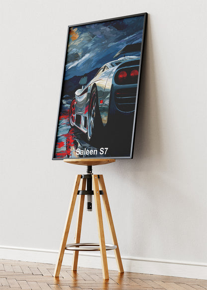 Saleen S7 Storm Reflection Canvas Print & Poster – Exotic Supercar Night Wall Art – AI PRINT LAB