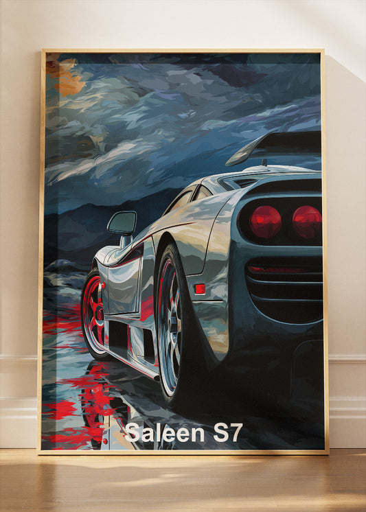 Saleen S7 Storm Reflection Canvas Print & Poster – Exotic Supercar Night Wall Art – AI PRINT LAB