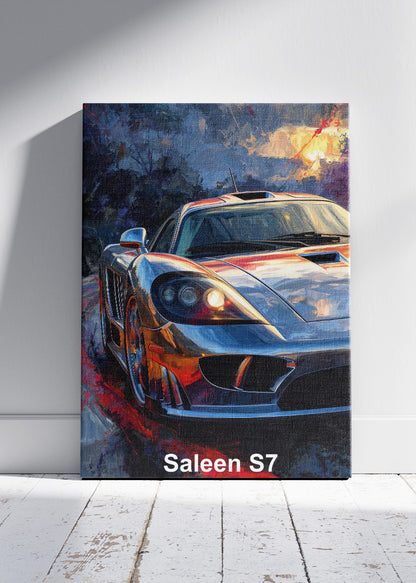 Saleen S7 Sunset Drive Canvas Print & Poster – Exotic Supercar Golden Hour Wall Art – AI PRINT LAB
