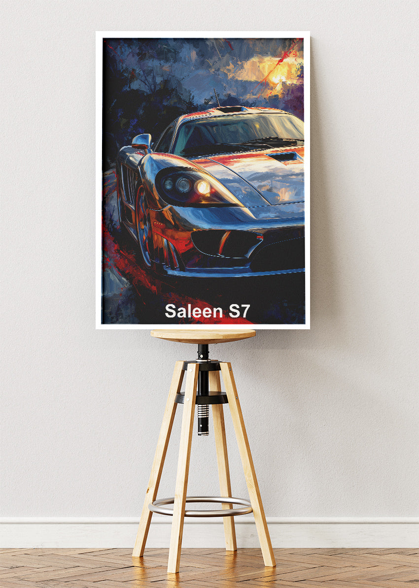 Saleen S7 Sunset Drive Canvas Print & Poster – Exotic Supercar Golden Hour Wall Art – AI PRINT LAB