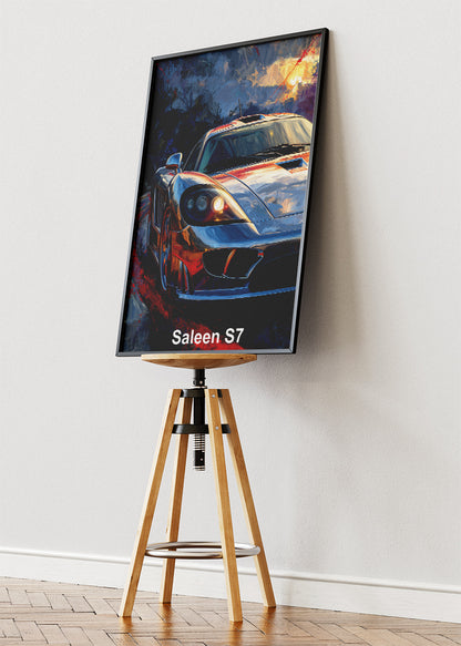 Saleen S7 Sunset Drive Canvas Print & Poster – Exotic Supercar Golden Hour Wall Art – AI PRINT LAB