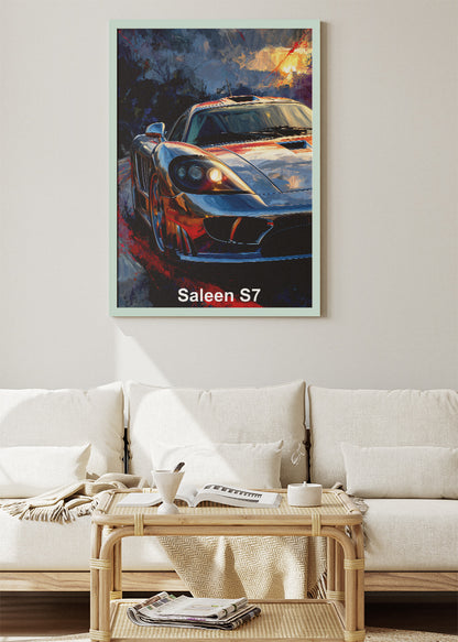 Saleen S7 Sunset Drive Canvas Print & Poster – Exotic Supercar Golden Hour Wall Art – AI PRINT LAB