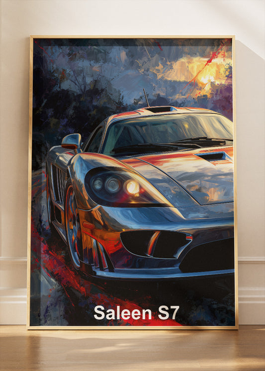 Saleen S7 Sunset Drive Canvas Print & Poster – Exotic Supercar Golden Hour Wall Art – AI PRINT LAB