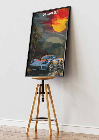Saleen S7 Tropical Sunset Canvas Print & Poster – Exotic Supercar Scenic Wall Art – AI PRINT LAB