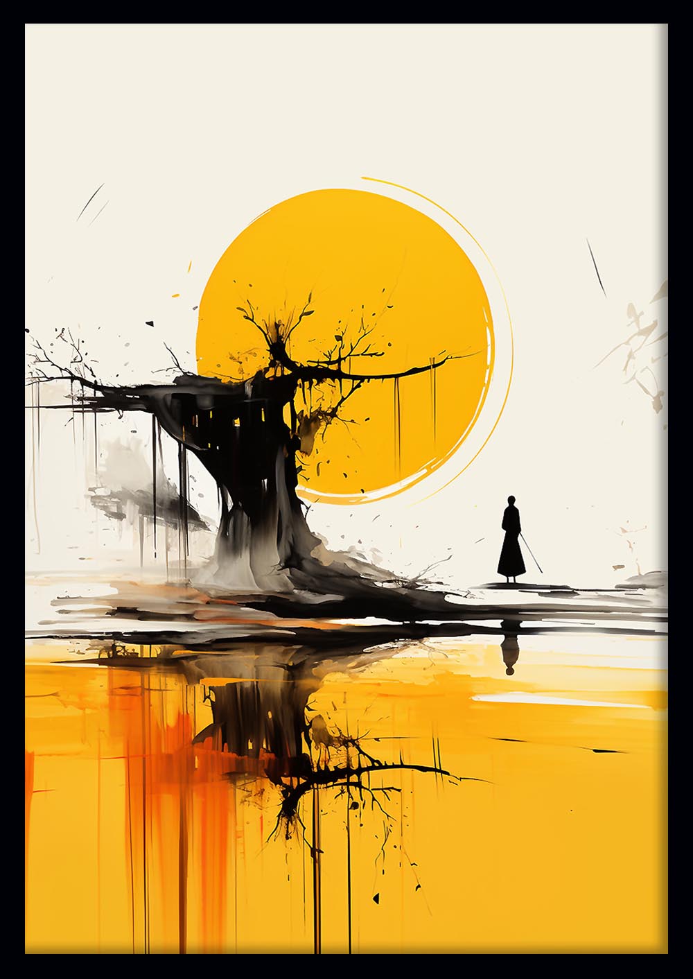 Samurai at Dusk Abstract Landscape Print – T512 – AiPrintLab