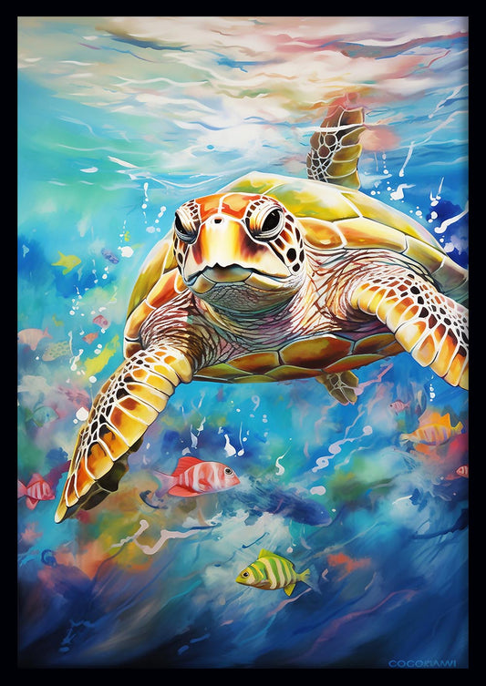 Sea Turtle Underwater Canvas Print & Poster – T581 – AiPrintLab