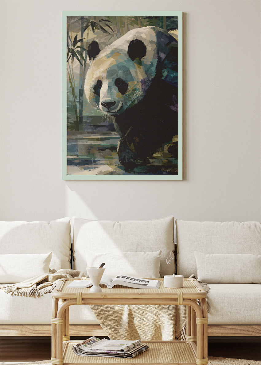 Serene Panda in Bamboo Forest Canvas Print &amp; Poster – Modern Wildlife Wall Art