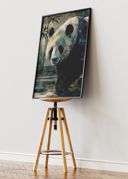 Serene Panda in Bamboo Forest Canvas Print &amp; Poster – Modern Wildlife Wall Art