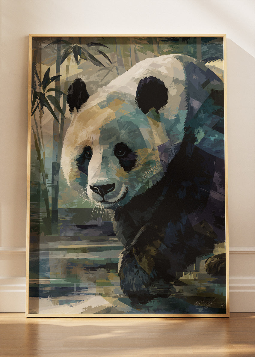Serene Panda in Bamboo Forest Canvas Print &amp; Poster – Modern Wildlife Wall Art