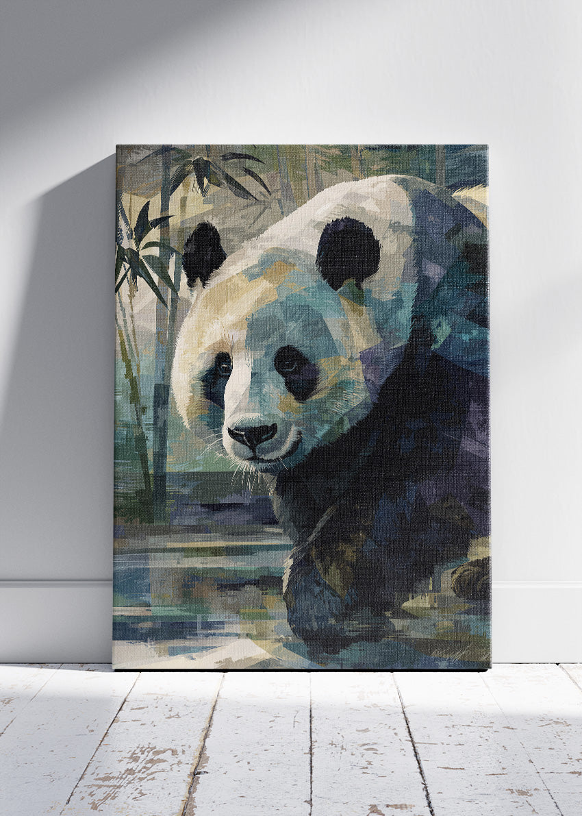 Serene Panda in Bamboo Forest Canvas Print &amp; Poster – Modern Wildlife Wall Art