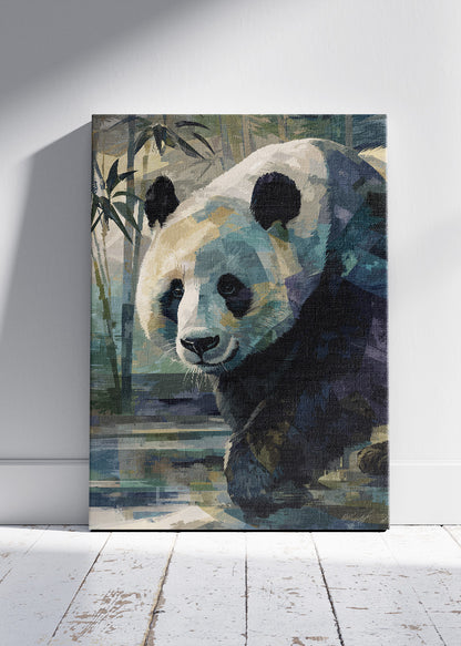 Serene Panda in Bamboo Forest Canvas Print &amp; Poster – Modern Wildlife Wall Art