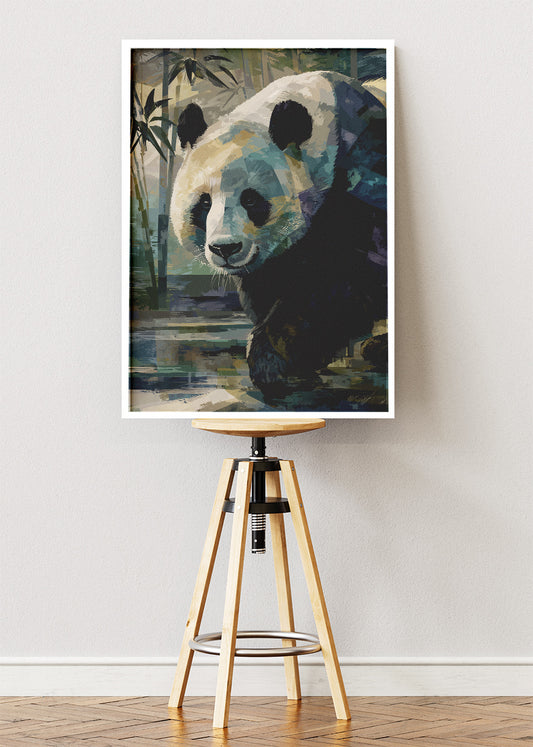 Serene Panda in Bamboo Forest Canvas Print &amp; Poster – Modern Wildlife Wall Art