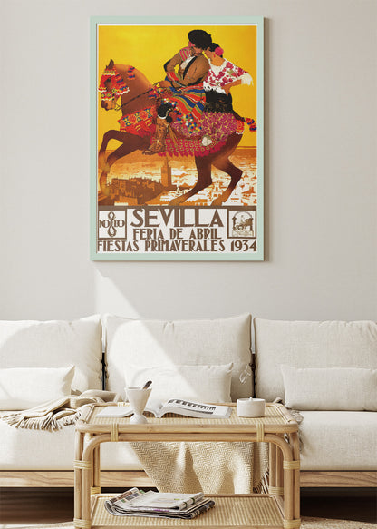 Sevilla Feria de Abril 1934 Poster & Canvas Print – Vintage Spanish Festival Art