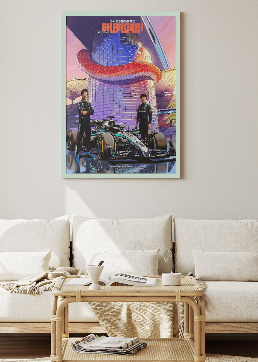 Shanghai Grand Prix Formula 1 Futuristic Racing Poster Canvas & Print – AI PRINT LAB