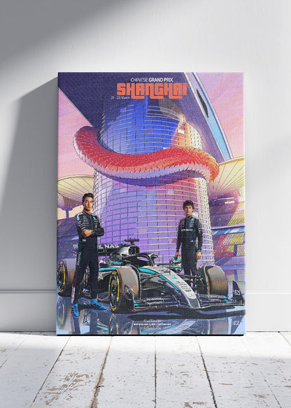 Shanghai Grand Prix Formula 1 Futuristic Racing Poster Canvas & Print – AI PRINT LAB