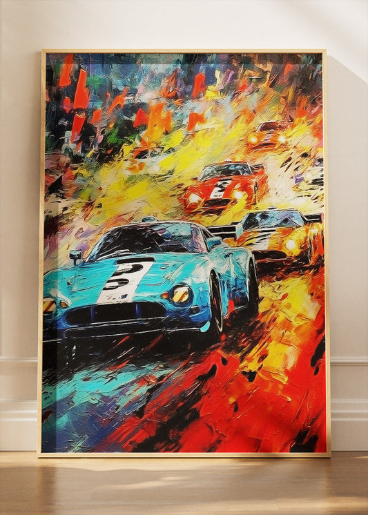 Shelby Cobra Racing Art Poster & Canvas Print – Classic Motorsport Action Wall Art