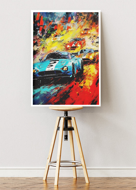 Shelby Cobra Racing Art Poster & Canvas Print – Classic Motorsport Action Wall Art