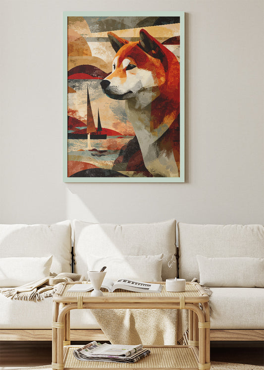 Shiba Inu Canvas Print & Poster – Modern Geometric Dog Wall Art