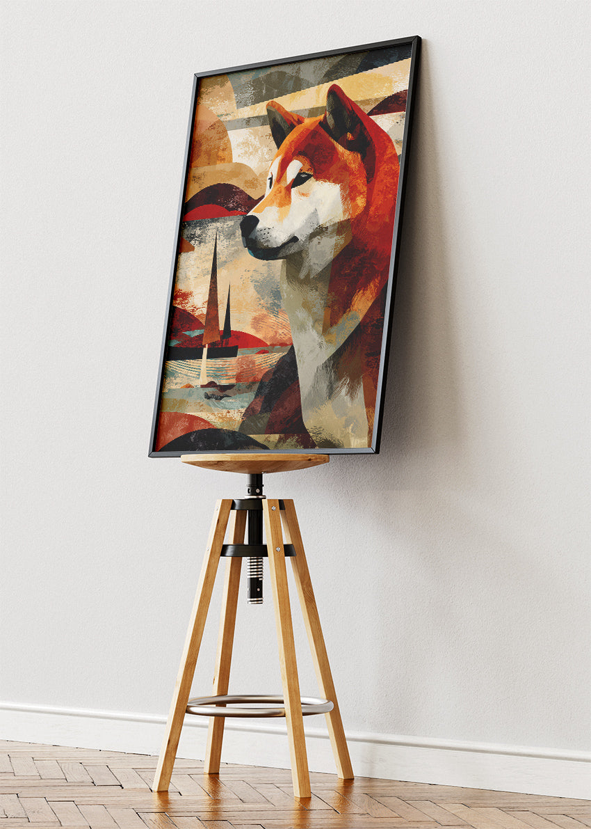 Shiba Inu Canvas Print & Poster – Modern Geometric Dog Wall Art