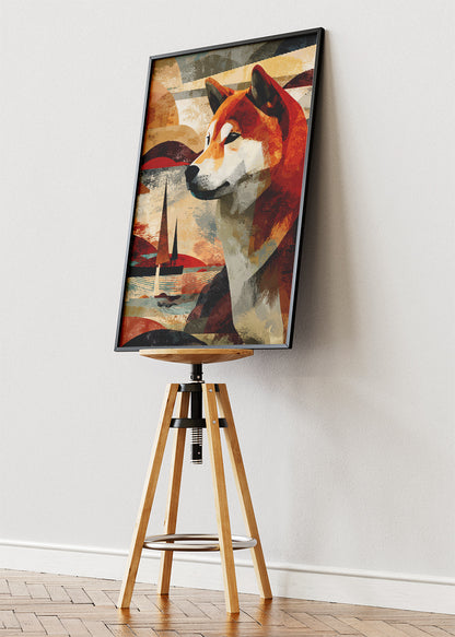 Shiba Inu Canvas Print & Poster – Modern Geometric Dog Wall Art
