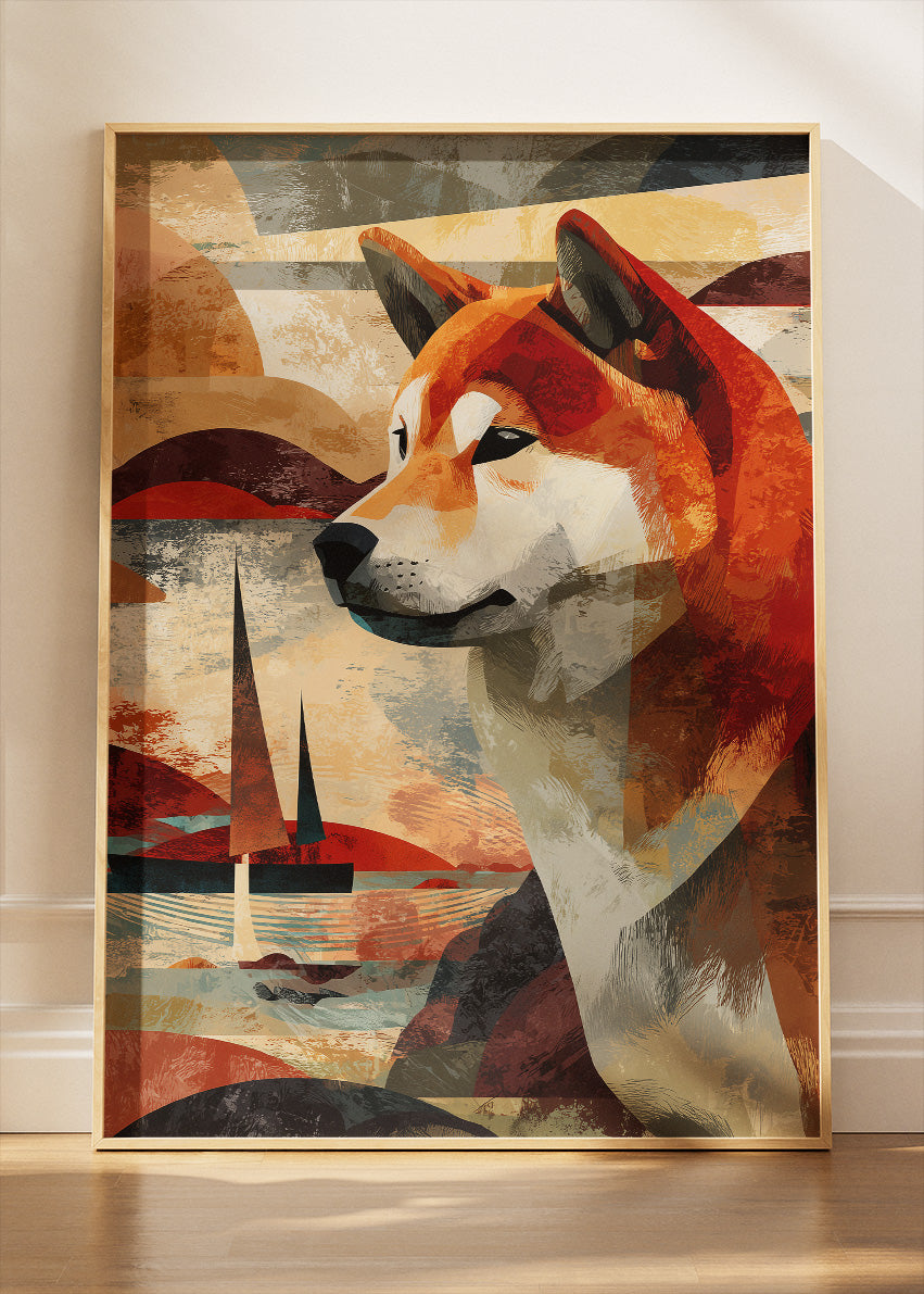 Shiba Inu Canvas Print & Poster – Modern Geometric Dog Wall Art