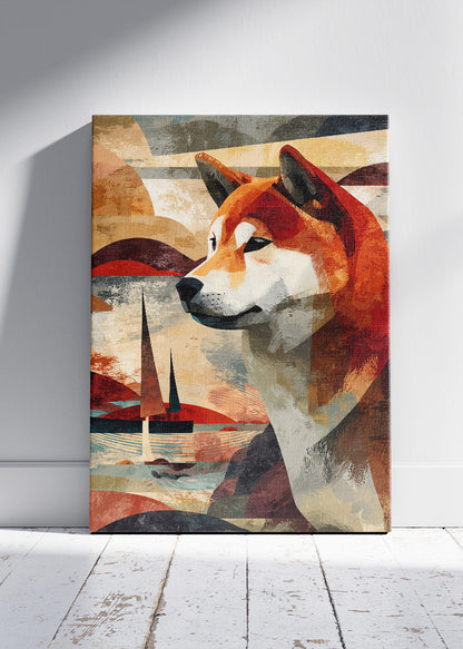 Shiba Inu Canvas Print & Poster – Modern Geometric Dog Wall Art