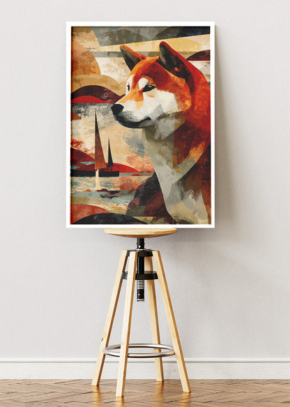 Shiba Inu Canvas Print & Poster – Modern Geometric Dog Wall Art