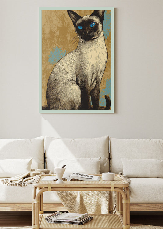 Siamese Cat Canvas Print & Poster – Elegant Blue-Eyed Feline Wall Art