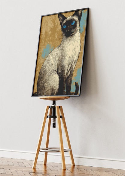 Siamese Cat Canvas Print & Poster – Elegant Blue-Eyed Feline Wall Art