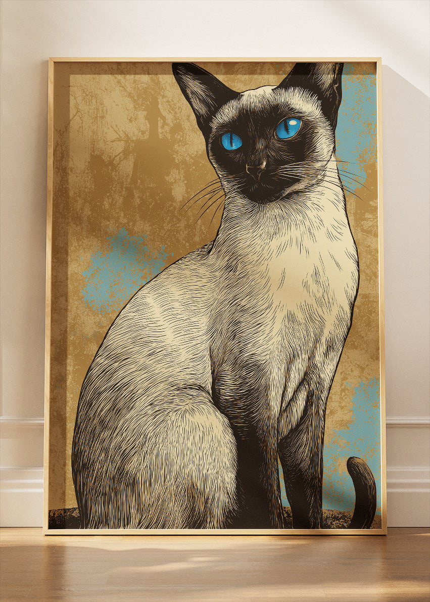 Siamese Cat Canvas Print & Poster – Elegant Blue-Eyed Feline Wall Art